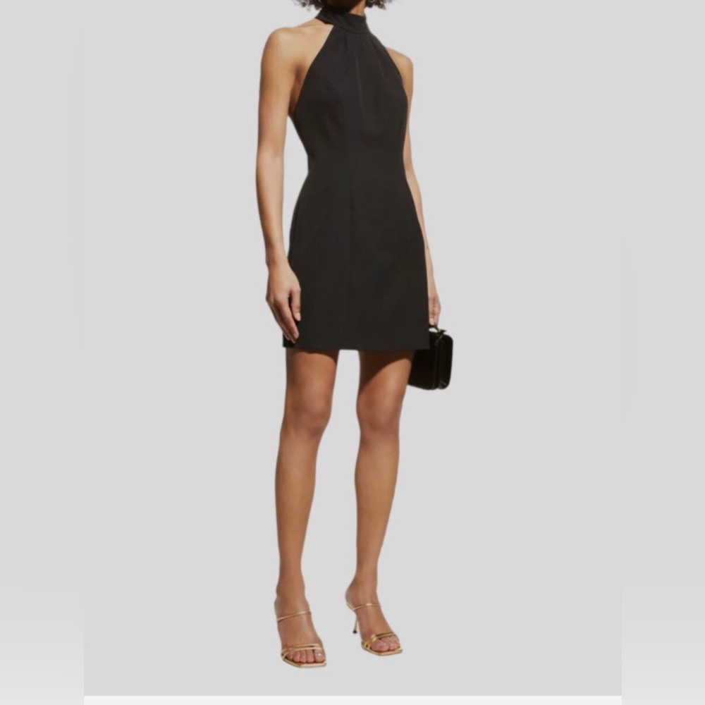 Elegant Black Halter Mini Dress -backless
